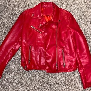 Red leather jacket